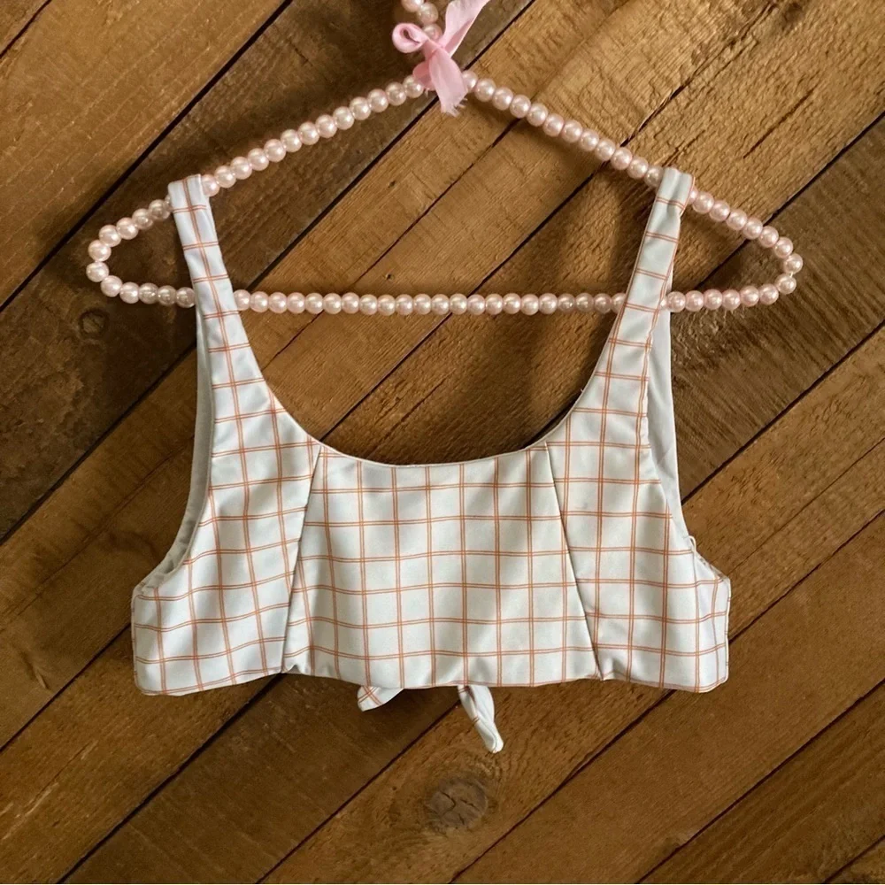 RVCA orange grid La Jolla bikini set size L